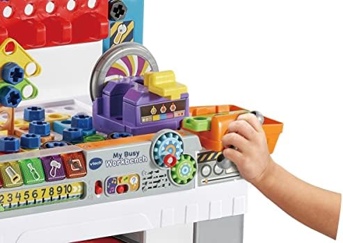 VTech My Busy Workbench Interactive Toddler Toy Pretend Play Tools 100 Pieces Lights