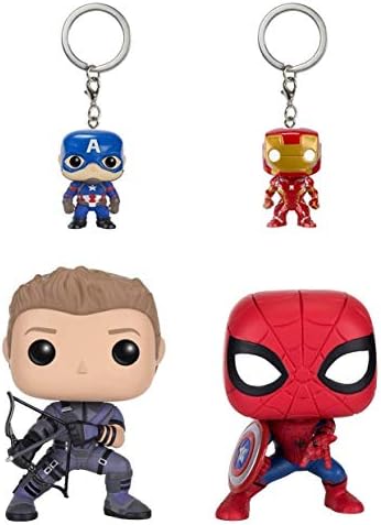 Funko POP Marvel Civil War Hawkeye Spiderman Iron Man Captain America Keychain