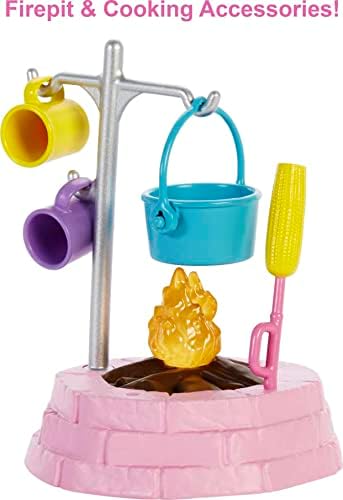 Barbie It Takes Two Stacie Doll Camping Playset with Doll Pet Tent Puppy Sticker Sheet