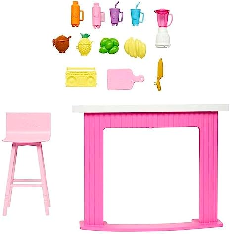 Barbie Doll House Furniture and Decor Poolside Smoothie Bar Story Starter Multicolor