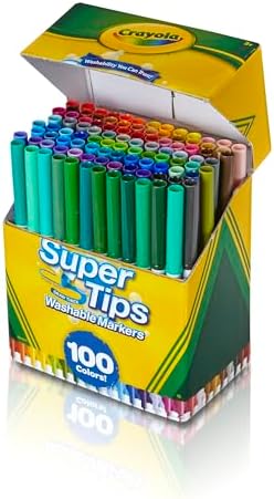 Crayola Super Tips Marker Set 100ct Fine Point Washable Markers Drawing Markers for
