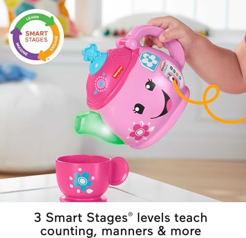 Fisher-Price Toddler Toy Laugh Learn Sweet Manners Tea Set with Music Lights for