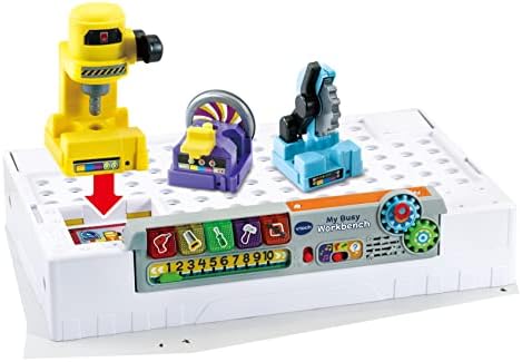 VTech My Busy Workbench Interactive Toddler Toy Pretend Play Tools 100 Pieces Lights
