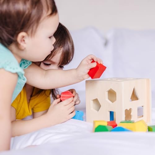 Melissa & Doug Melissa Doug Shape Sorting Cube - Classic Wooden Toy With 12 Shapes