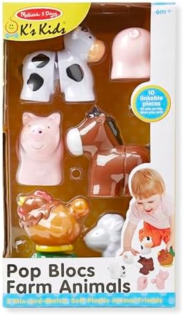 Melissa & Doug Melissa Doug Pop Blocs Farm Animals Educational Baby Toy - 10 Linkable