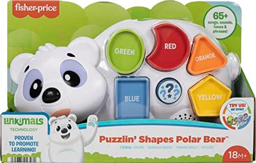 Fisher-Price Toddler Learning Toy Linkimals Puzzlin' Shapes Polar Bear with Lights Music