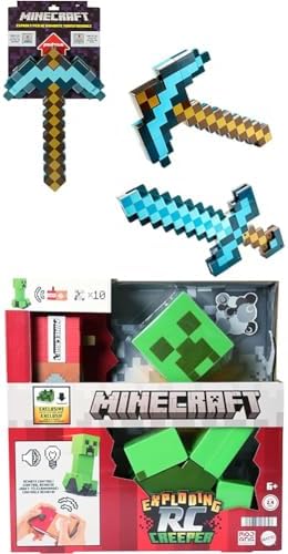 Mattel Minecraft Sword Pickaxe Set Kid-Sized Wearable Accessory for Role-Play Costumes