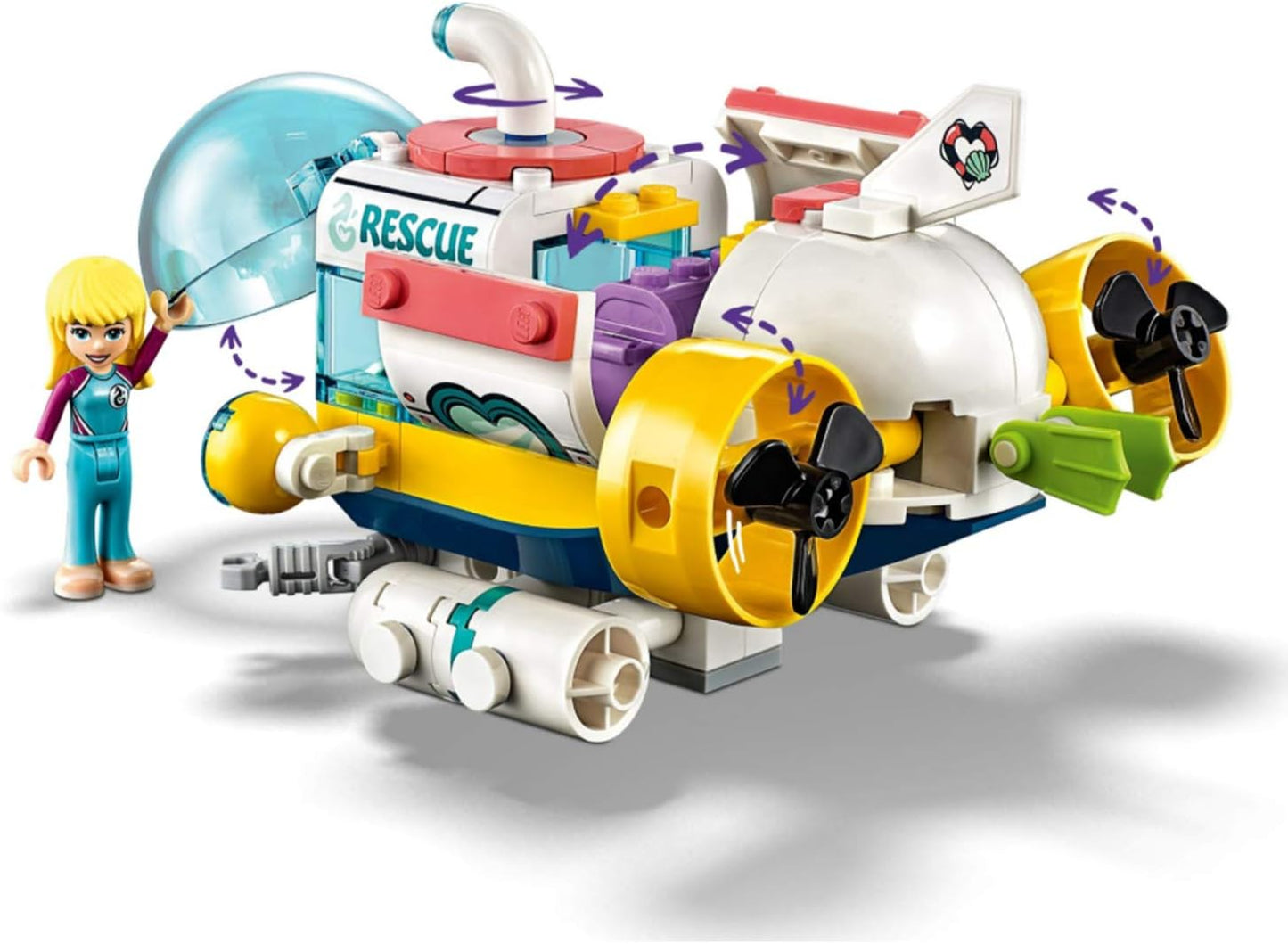 LEGO Friends Dolphins Rescue Mission 41378 Building Kit with Toy Submarine and Sea Creatures Fun Sea Life Playset