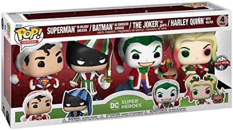 Funko Pop DC Comics Christmas 4 Pack Vinyl Figures - Superman in Holiday Sweater Batman