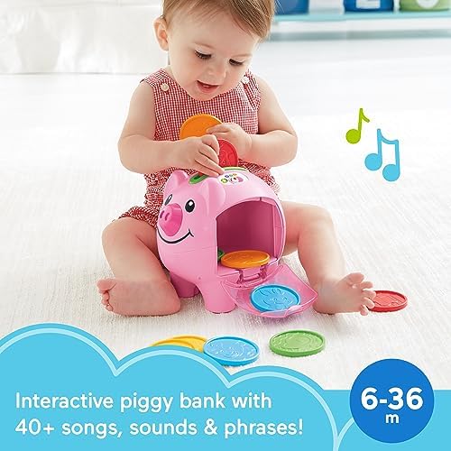 Fisher-Price Baby Toddler Toy Laugh Learn Smart Stages Piggy Bank with Educational Songs