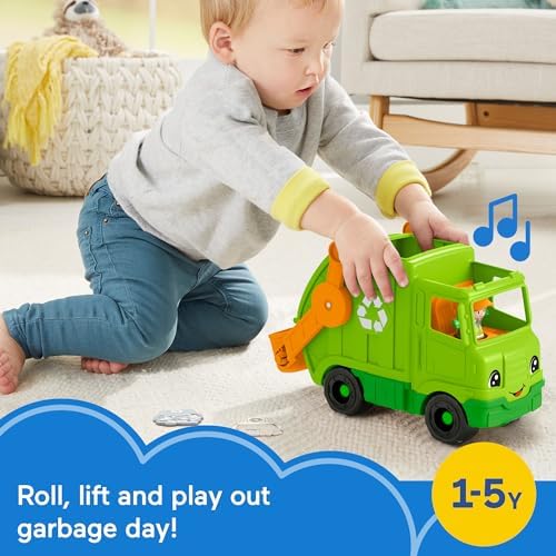 Fisher-Price Little People Musical Toddler Toy Recycling Truck Garbage Vehicle
