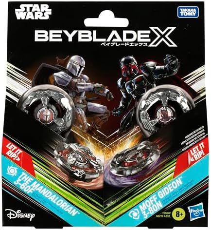 Hasbro Beyblade X and Star Wars Collab The Mandalorian 3-60F vs. Moff Gideon 3-80N