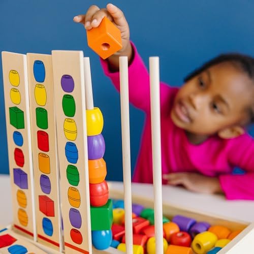 Melissa & Doug Melissa Doug Bead Sequencing Set With 46 Wooden Beads and 5 Double-Sided