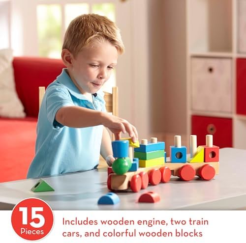Melissa & Doug Melissa Doug Wooden Stacking Train Learning Toy Vehicle