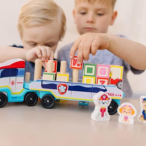 Melissa & Doug Melissa Doug PAW Patrol Wooden ABC Block Truck 33 Pieces - Sort And Stack Alphabet Blocks For Toddlers Vehicle