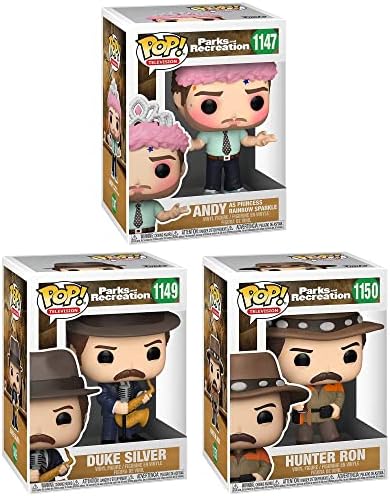 Funko TV POP Parks Rec Collectors Set - Andy as Princess Rainbow Spar Duke Silver Hunter