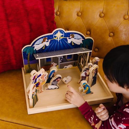 Melissa & Doug Melissa Doug Classic Wooden Christmas Nativity Set With 4-Piece Stable and