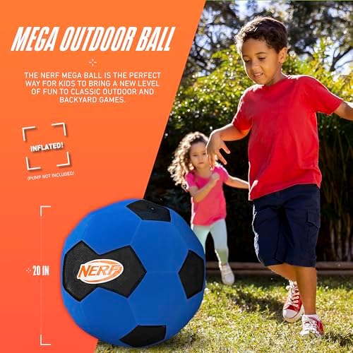 Nerf Mega Ball - 20 Inch Big Outdoor Kickball Soccer Ball Dodgeball for Backyard - Giant