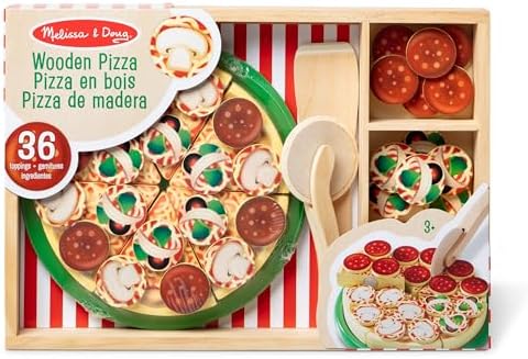 Melissa & Doug Melissa Doug Pizza Party Wooden Pretend Play Food Set With 36 Toppings