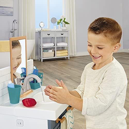 Little Tikes First Bathroom Sink with Real Working Faucet Pretend Play for 12 Bathroom