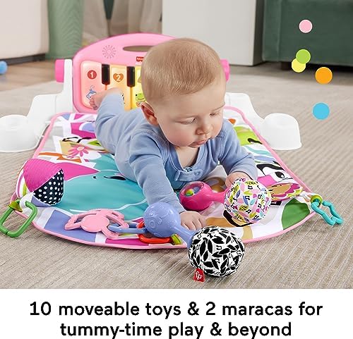 Fisher-Price Baby Gift Set Glow and Grow Kick Play Piano Gym Blue Playmat Musical