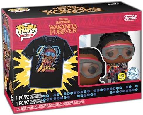 Funko POP Tee Black Panther Wakanda Forever - Ironheart MK1 - Glow in The Dark - Extra Large - XL - T-Shirt - Clothes with Collectable Vinyl Figure
