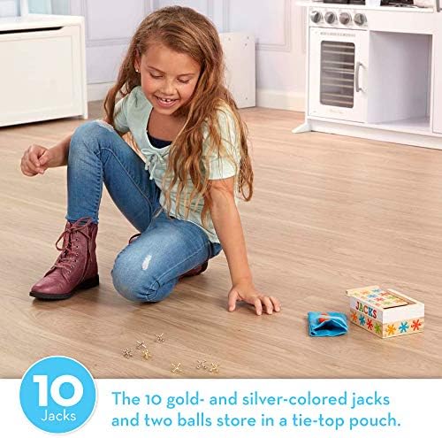 Melissa & Doug Melissa Doug Jacks Game with 10 Playing Pieces and 2 Balls in Wooden