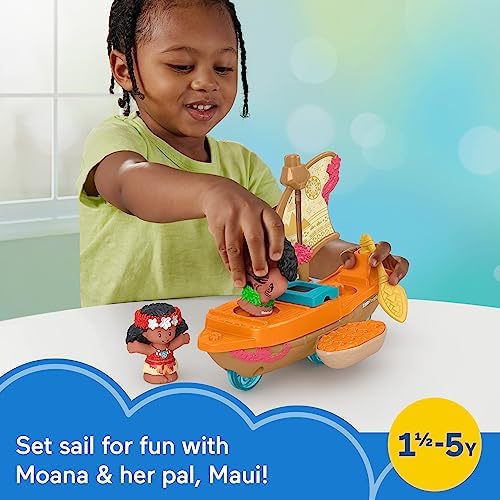 Fisher-Price Little People Toddler Toy Disney Princess Moana Maui's Canoe Sail Boat with
