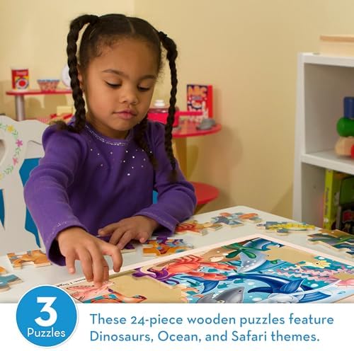 Melissa & Doug Melissa Doug 3-Puzzle Jigsaw Set - Dinosaurs Ocean and Safari