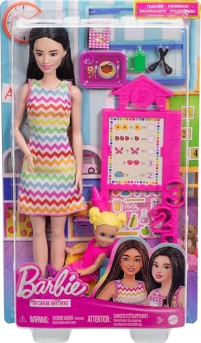 Barbie Teacher Doll with Brunette Fashion Doll with Printed Dress 1 Toddler Doll Teaching