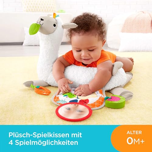 Fisher-Price Baby Toy Grow-with-Me Tummy Time Llama Wedge Support with Mirror Teether