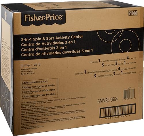 Fisher-Price Baby to Toddler Toy 3-in-1 Spin Sort Activity Center and Play Table with 10