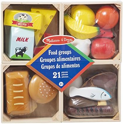 Melissa & Doug Melissa Dougi Food Groups Wooden Play Food Set 1 Theme Compatible MD