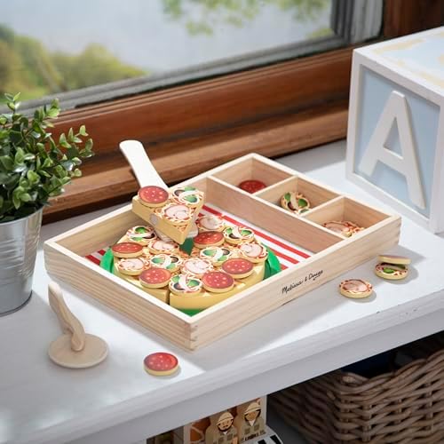 Melissa & Doug Melissa Doug Pizza Party Wooden Pretend Play Food Set With 36 Toppings
