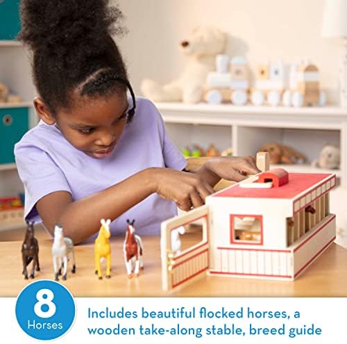 Melissa & Doug Melissa Doug Take-Along Show-Horse Stable With Wooden Stable Box and 8 Toy