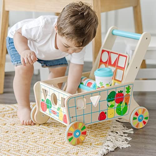 Melissa & Doug Melissa Doug Wooden Shape Sorting Grocery Cart Push Toy and Puzzle