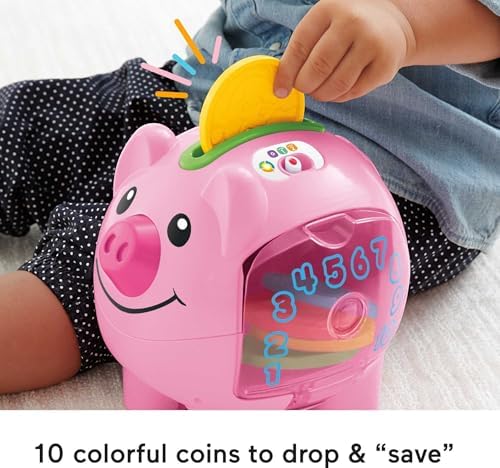 Fisher-Price Baby Toddler Toy Laugh Learn Smart Stages Piggy Bank with Educational Songs