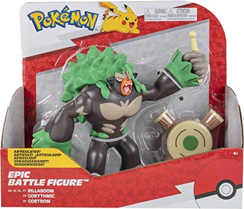Pokemon Rillaboom Epic Battle Figure 12-Inch - Epic Scale Fully Articulated - Authentic