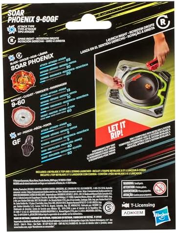 BEYBLADE X Soar Phoenix 9-60GF Deluxe String Launcher Set with Attack Type Right-Spinning