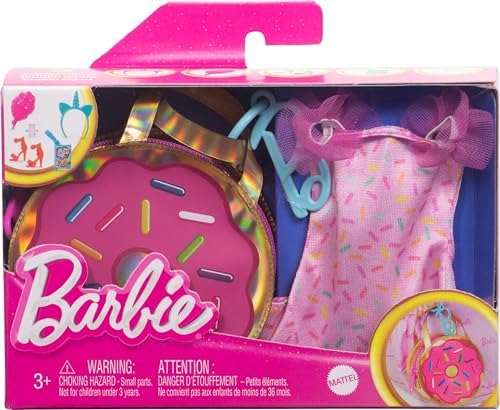 Barbie Clothes Deluxe Keychain Rainbow Bag with Pajamas Slumber Party-Themed for Fashion Doll