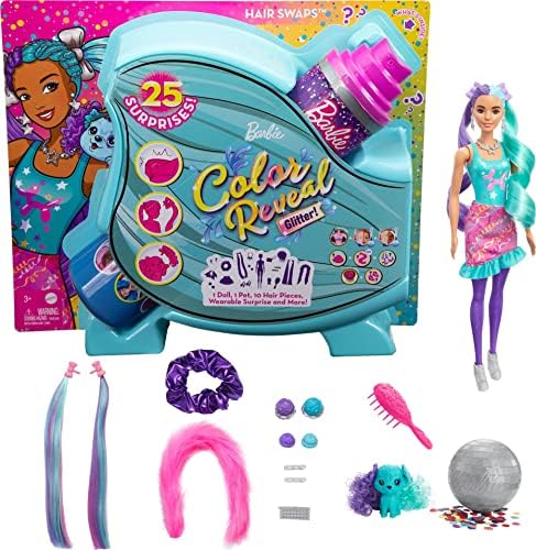 Barbie Color Reveal Glitter Hair Swaps Doll