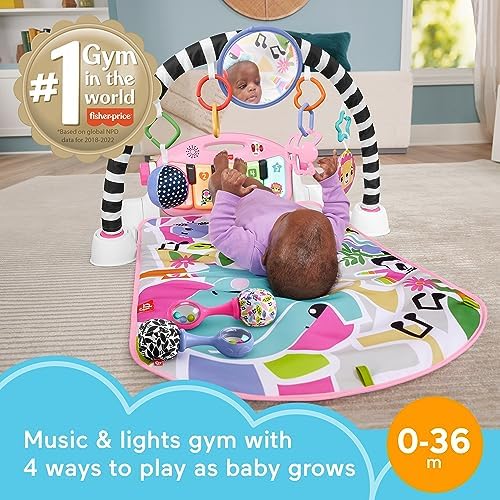 Fisher-Price Baby Gift Set Glow and Grow Kick Play Piano Gym Blue Playmat Musical