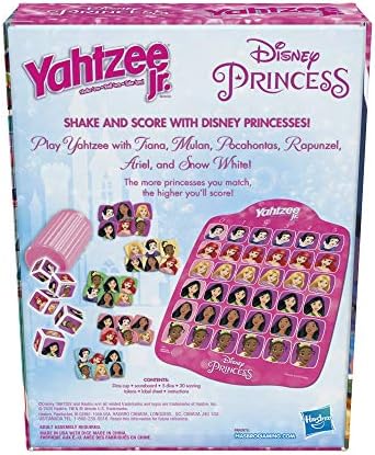 Hasbro Gaming Yahtzee Jr. Disney Princess Edition Dice Game Counting Matching for 2-4