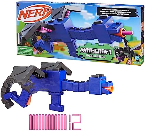 Nerf Ender Dragon Blaster 4-Dart Internal Clip 12 Foam Darts Inspired by Minecraft Mob
