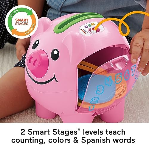 Fisher-Price Baby Toddler Toy Laugh Learn Smart Stages Piggy Bank with Educational Songs