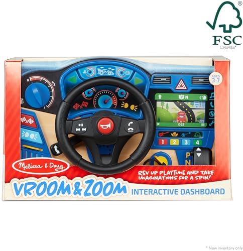 Melissa & Doug Melissa Doug Vroom Zoom Interactive Wooden Dashboard Steering Wheel