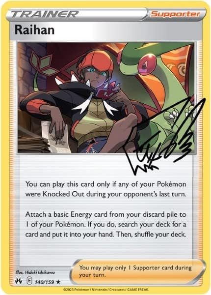 Pokemon Raihan 140159 - Crown Zenith - Pokemon Trainer Autograph Card -Reverse Foil