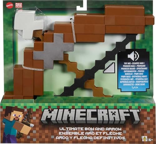 Mattel Minecraft Ultimate Bow Arrow Set with Sounds Kid-Sized Accessory for Pretend Play