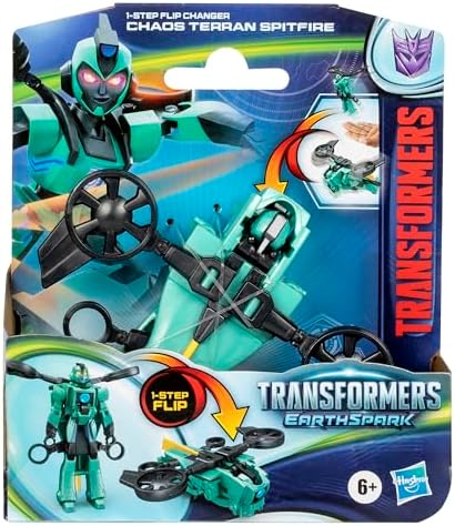Transformers EarthSpark 1-Step Flip Changer Chaos Terran Spitfire 4-Inch Converting Robot