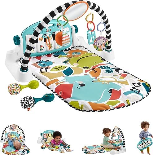 Fisher-Price Baby Gift Set Glow and Grow Kick Play Piano Gym Blue Playmat Musical